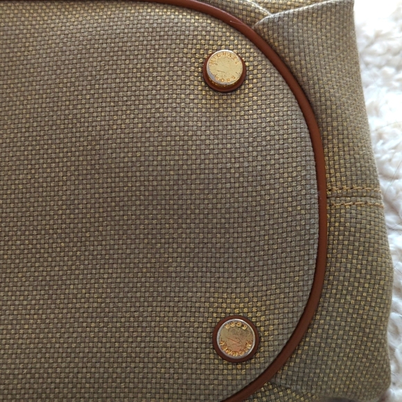 MICHAEL Michael Kors Gold Shimmer Canvas and Leather Tassel Drawstring S… - Picture 5 of 8